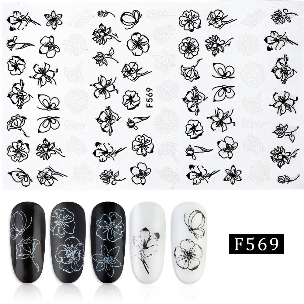 1pcs 3D Bloeiende Bloem Nail Stickers Zelfklevende Nail Art Stickers Bloem Leaf Nail Sticker en Sticker Nail Art Tips DIY Decoratie: F569