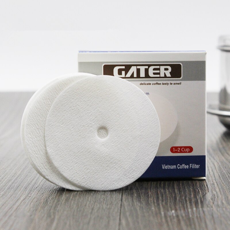 Rustfrit stål vietnam kaffe drypper filter pot og 100 stk papir filter sæt vietnam drop pot filter filter kop kaffe filter værktøjer
