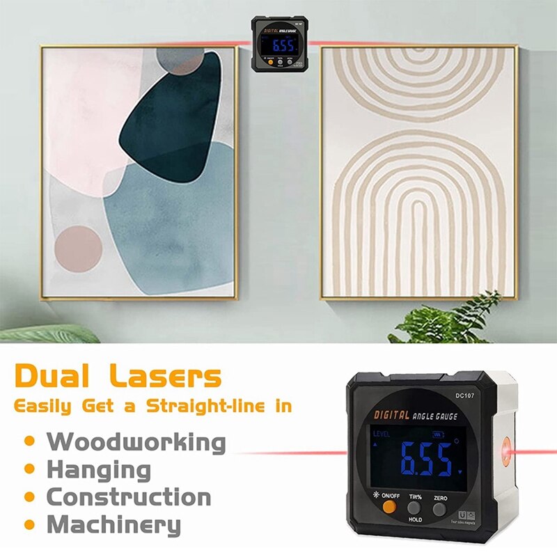 Digital Angle Finder Protractor, Digital Level Angle Gauge Chargeable Digital Inclinometer Precise Angle Measuring Tool