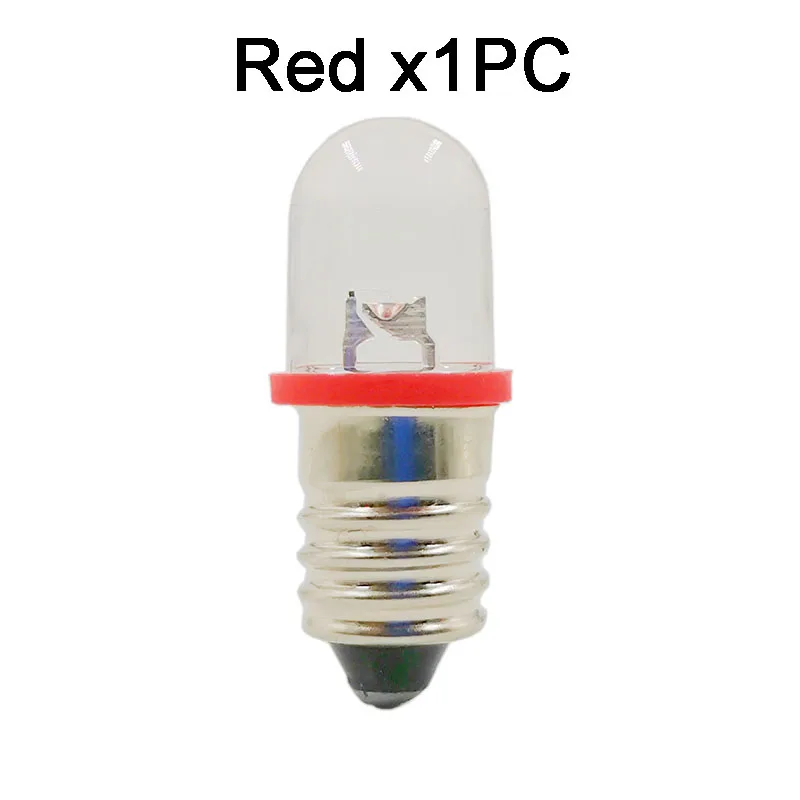 E10 Screw LED Light Beads DC 12V 18V 24V Indicator Lighting Bulb Blue Yellow Red Green White Color Lighting DIY Accessroies: Red / 1W