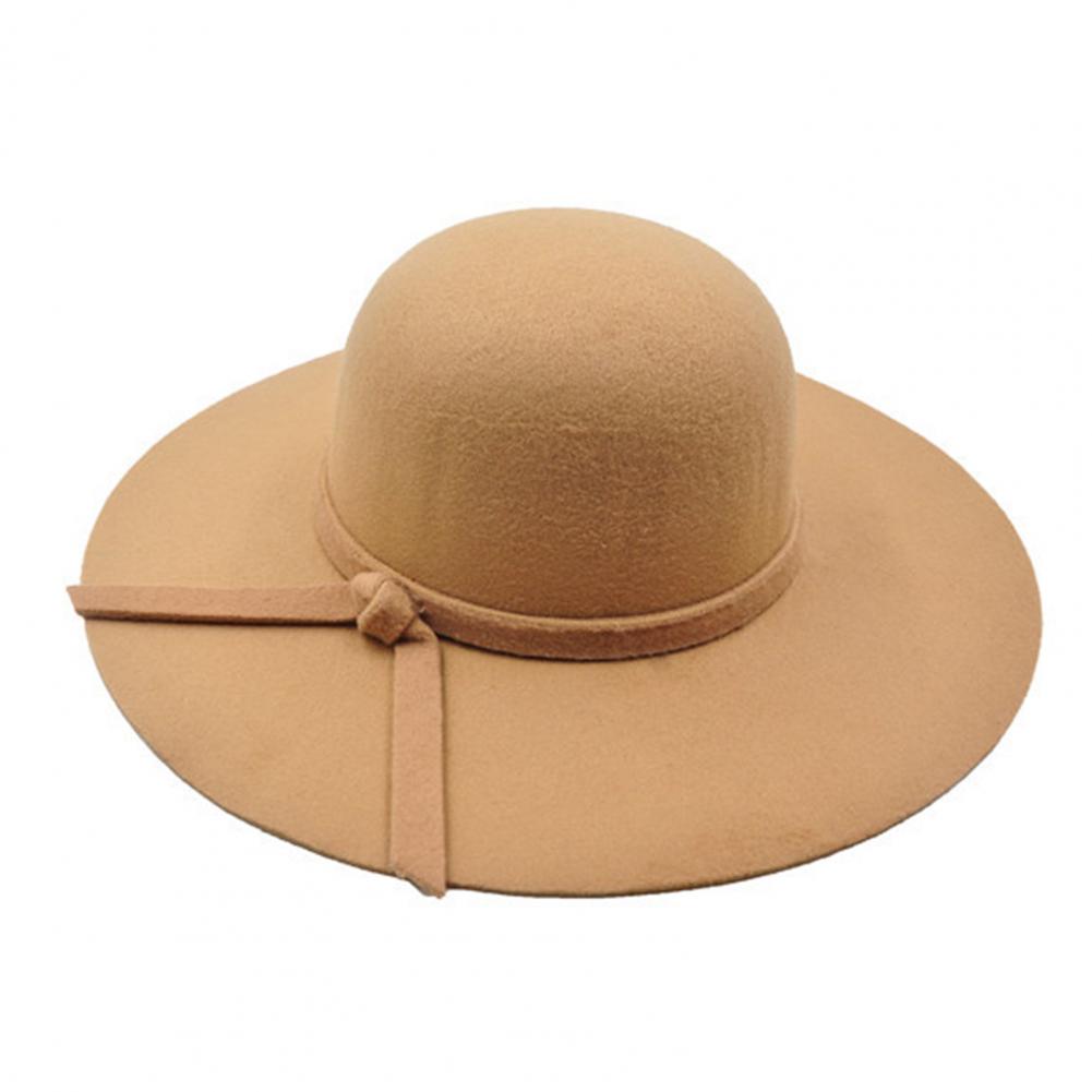 Gorro de lana con visera ancha y lazo para mujer, gorro de playa con visera ancha, redondo, cálido, con protección solar, para otoño e invierno,: Light Tan