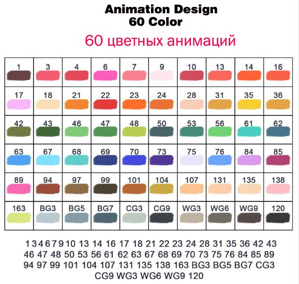 TOUCHNEW Marker Stift 40/60/80/168 Farbe einstellen Zeichnung Skizze Marker Alkohol Basiert Schwarz Körper Kunst liefert Mit 6: Animation 60Stck