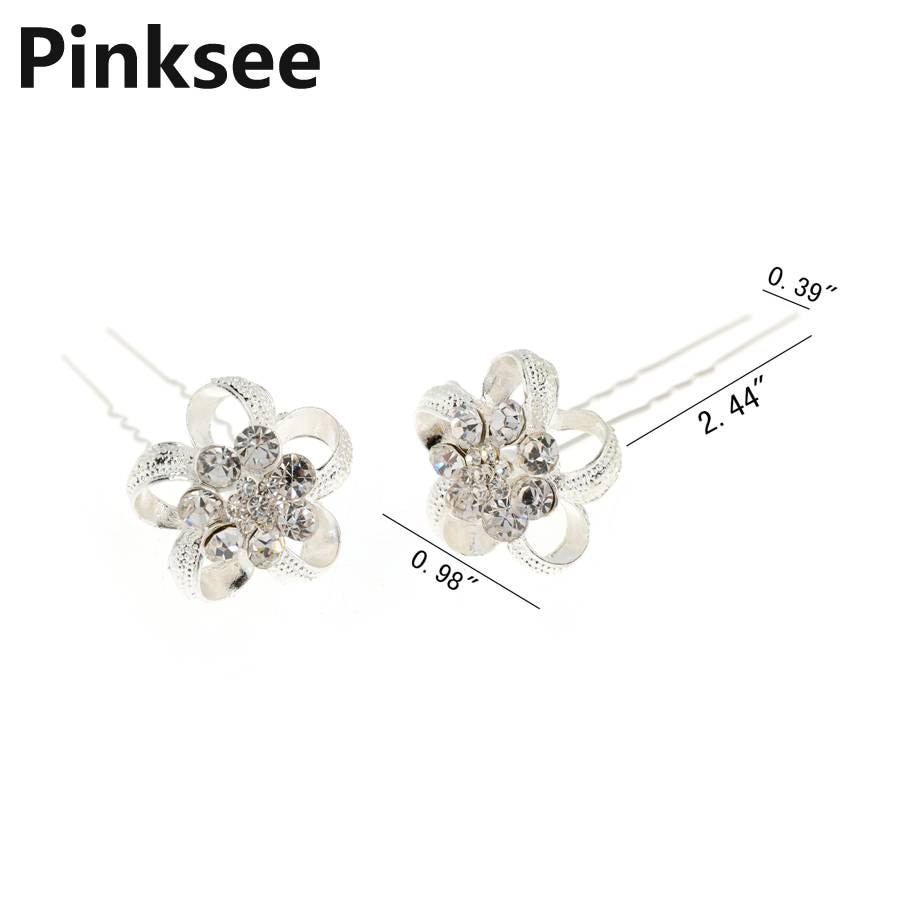 12pcs Nuovo Argento Placcato di Cristallo Del Fiore di Cerimonia Nuziale Nuziale Dei Capelli forcelle della Clip di capelli Delle Donne pin Chic Del Partito Dei Monili Accessori