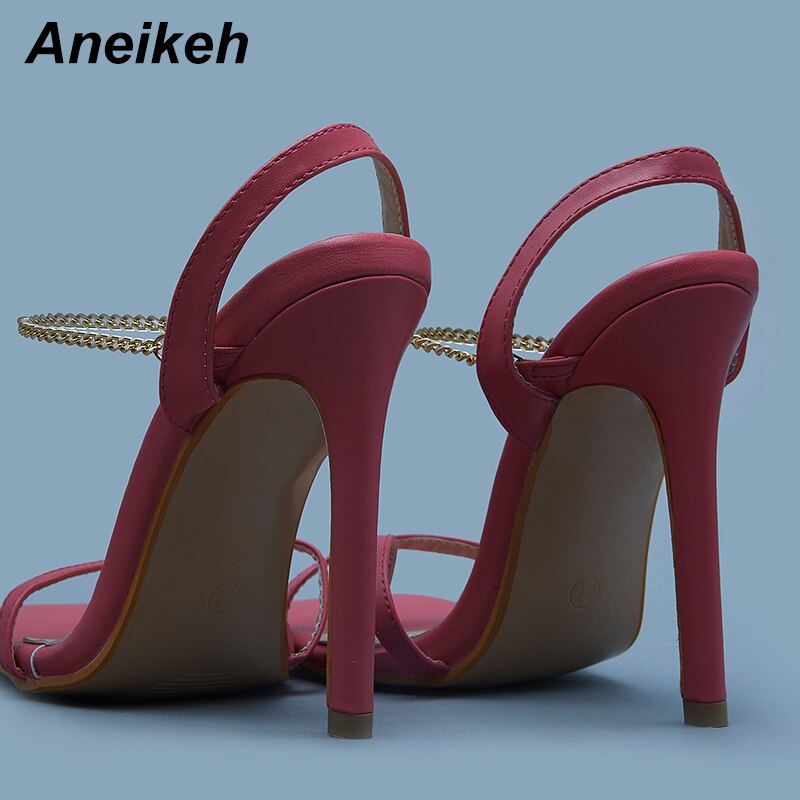 Aneikeh été femmes chaussures sandales de base peu profonde talons minces Slip-On dos sangle robe bout rond taille 35-40 blanc