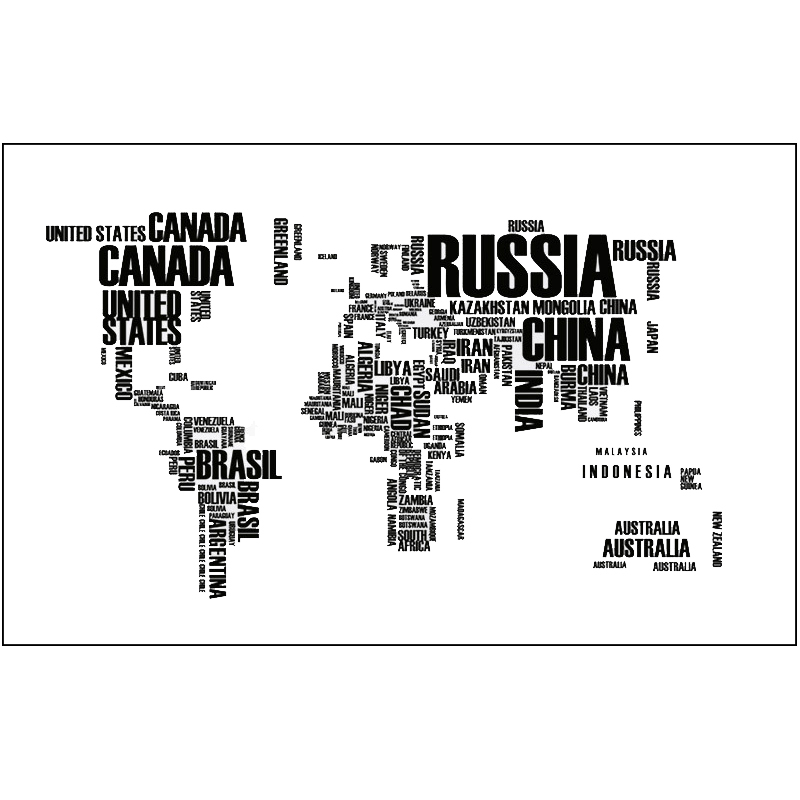 Black World Travel Map Removable Letters Wall Stickers PVC Decal Mural Living Room Home Decoration Art DIY Wall Sticker