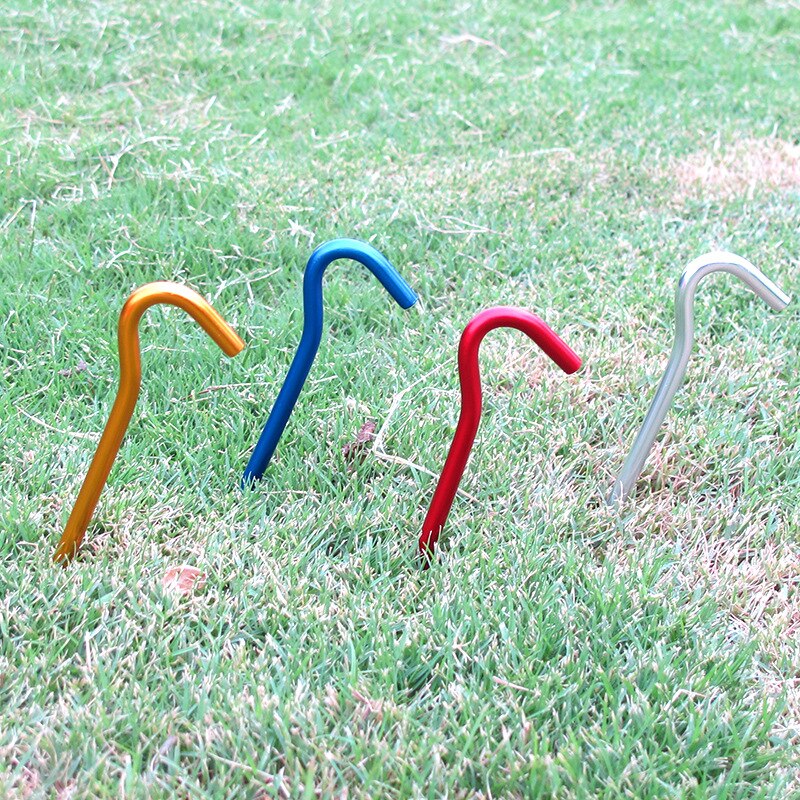 10 pz/set 18 centimetri In Lega di Alluminio Pioli Tenda Con Ganci Pali Da Giardino Chiodo A Terra Per Amaca di Campeggio Guyline Tenda Baldacchino Flysheet