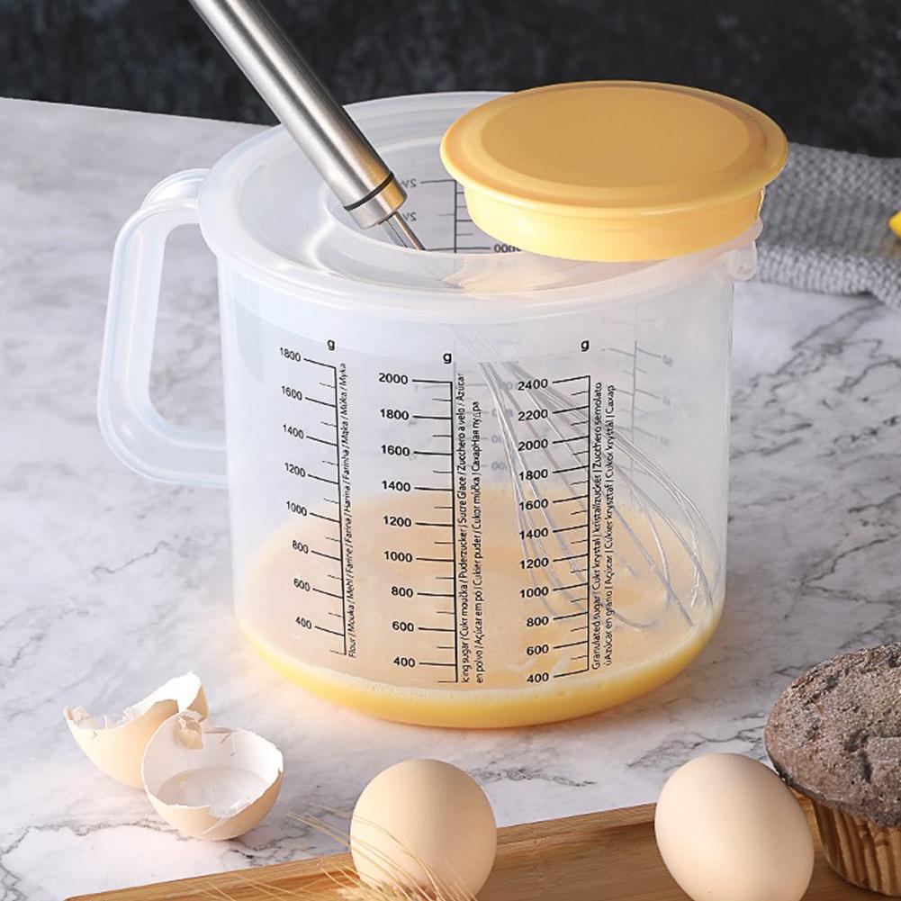 2.5l Baking Measuring Cup Transparent Home Scale Mixing Bowl With Lid Kitchen Tools