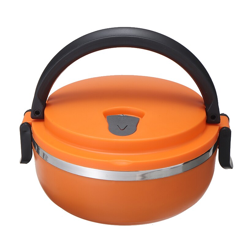 1 kerros ruostumattomasta teräksestä valmistettu lounasrasia pyöreä eristetty lounaslaatikko bento ruokarasia piknik matkatoimistotarvikkeille