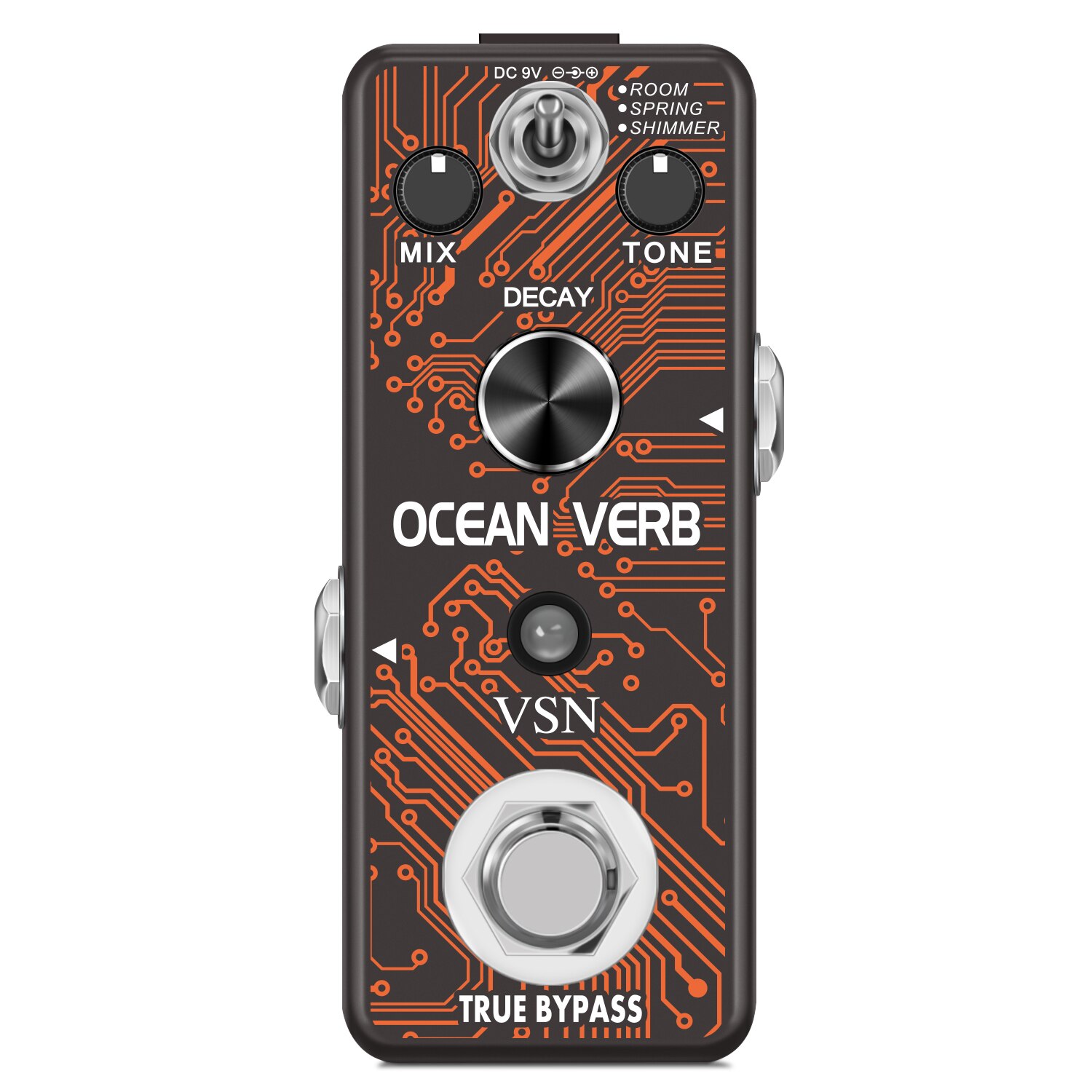 VSN Guitar Reverb Effect Pedal Digital Pedals Reverb Ocean Verb Effects Pedal Room/Spring/Shimmer 3 Modes True Bypass