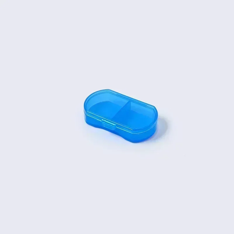 Caja de medicina para pastillas, caja portátil para medicamentos, soporte divisor para tableta, contenedor organizador de almacenamiento, pastillero, Mini dispensador de 2 rejillas, 1 Uds.: Azul