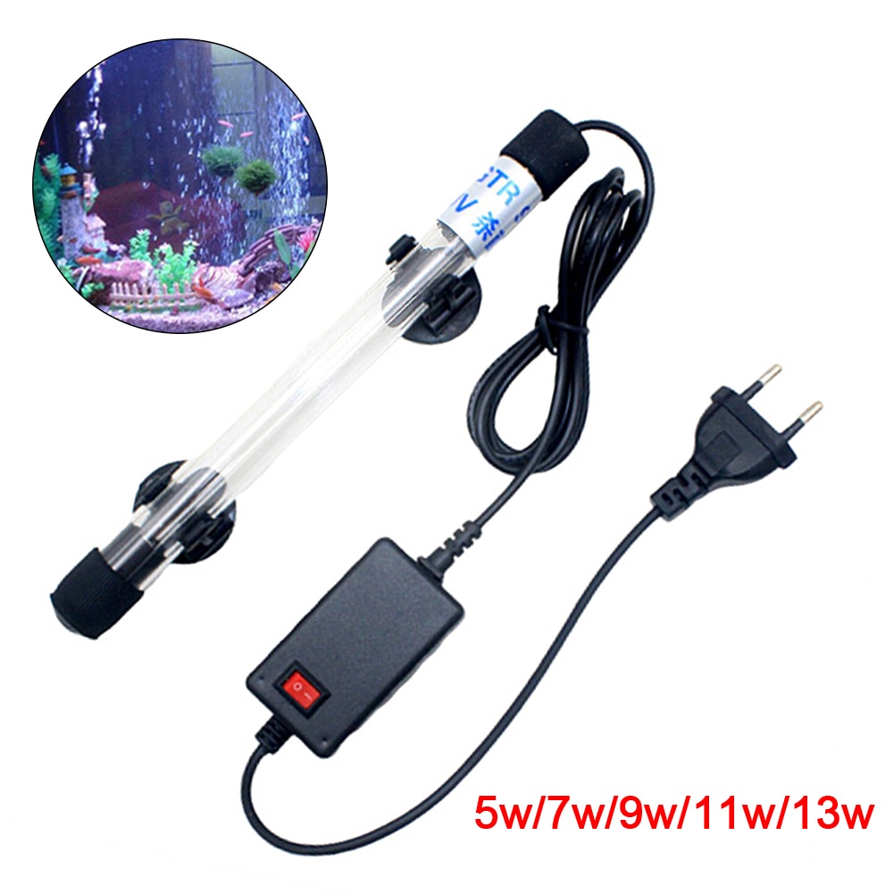 1PC Quartz Glass 5/7/9/11/13W Aquarium Submersible UV Light Fish Tank Underwater Purifier Lamp EU/US Plug (Optional)