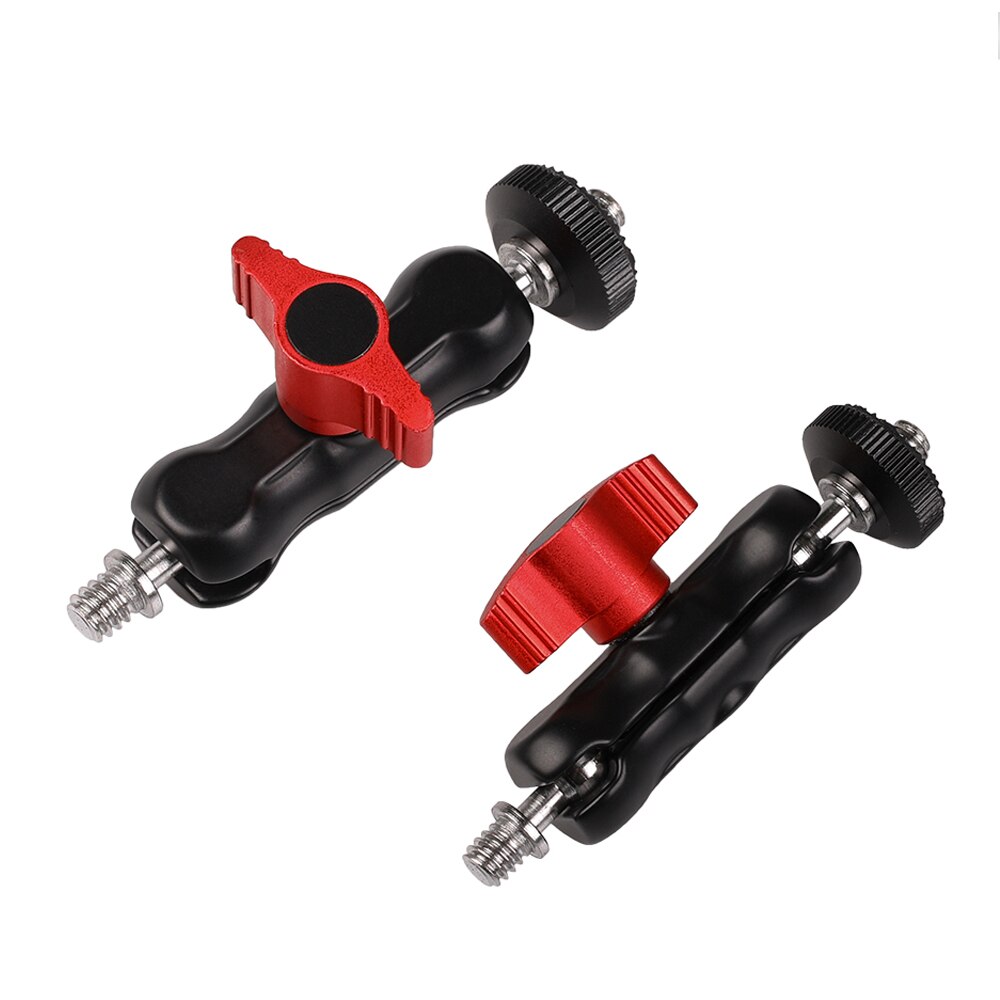 Doppelkugelgelenkarm mit blitzschuhhalterung (1/4 & #39 ;& #39 ; schrauben) für dslr-kamera, monitor, led-videoleuchte, kamerakäfig und rig