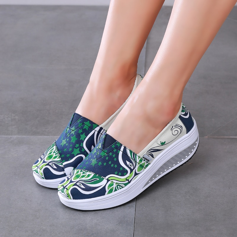 Minika Summer shoes for Women Toning sneaker Slip On Canvas Fitness Walking slimming Shoes Wedge sneakers scarpe sportive donna