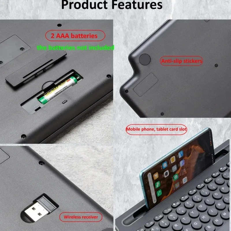Teclado bluetooth 2.4g teclado sem fio com touchpad slot para cartão teclado para portátil tablet android ios ipad teclado de jogos