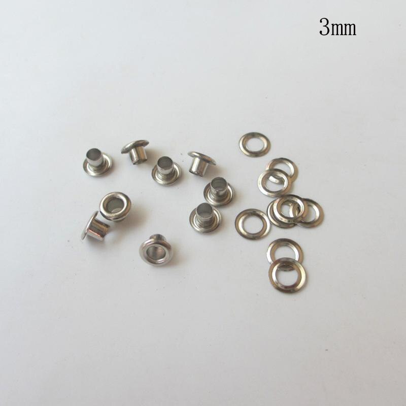 Rivet en cuivre, trou de 4mm de diamètre, bouton de toile en métal argenté, trou rond, outil de bricolage en cuir, 500 pièces/lot