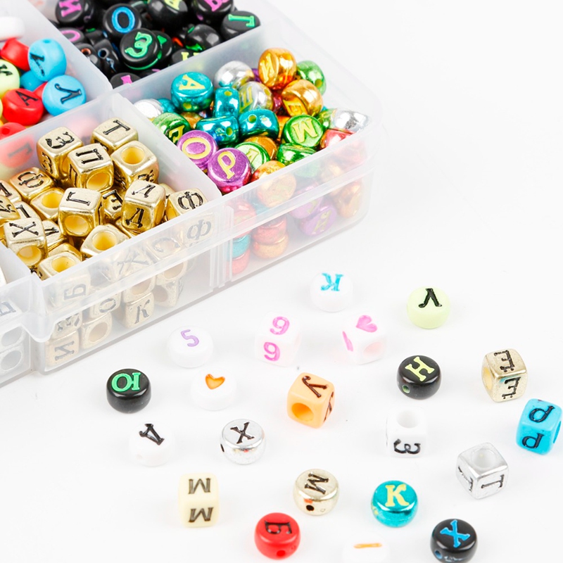 Cuentas acrílicas con letras en inglés, abalorios cuadrados planos del alfabeto, pulsera, collar para la fabricación de joyas, juego de bricolaje, juguetes para niños