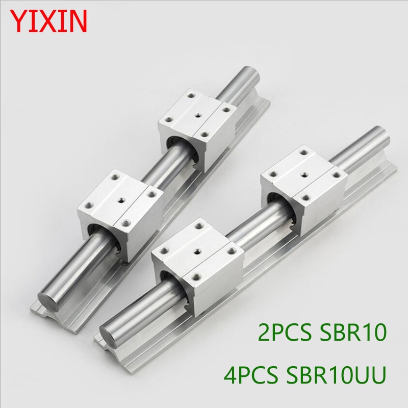 LINEAR SHAFT ROUND RAIL 2PC SBR10+4PC SBR10UU 10mm linear rail 200 300 400 500 600 700 800mm linear guide with block cnc part