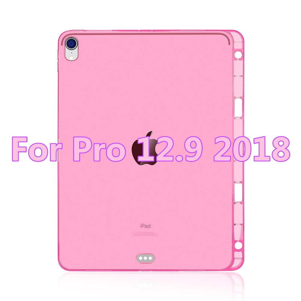 DOWSWIN Case For iPad Pro 12.9 Soft TPU Back Cover For iPad Pro 11 Case With Pencil Holder Case For iPad Pro 12.9: pink 12.9 2018