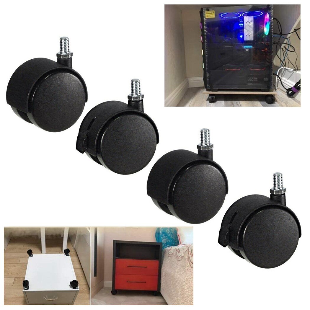 4pcs Universal Mute Caster Wheel M8 Replacement Office Chair Swivel Rollers 360 Degree Wheels Furniture Hardware