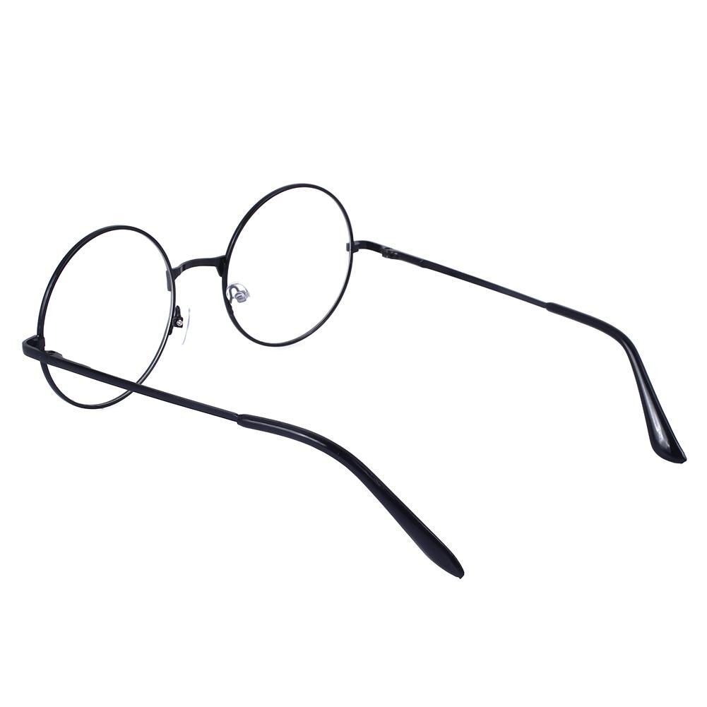 Round Circle Metal Frame Eyeglasses Original Clear Lens Eye Glasses Men: Black Frame
