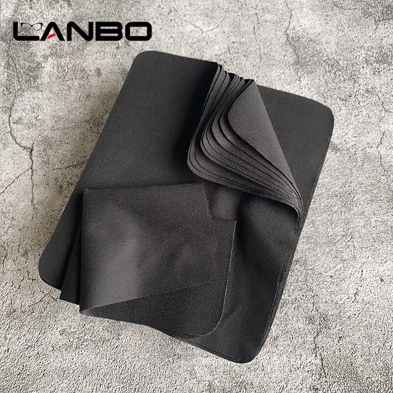 LANBO 100 stks zwarte kleur 15*17 cm Microfiber Brilpoetsdoekje Voor Lens Telefoon Scherm Reinigingsdoekjes