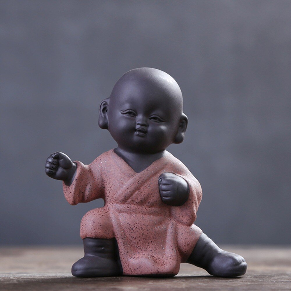 Chinois Kung Fu thé animaux petit bouddha Statue thé animal décor de bureau beau bouddha petit moine violet sable thé animaux thé accessoire