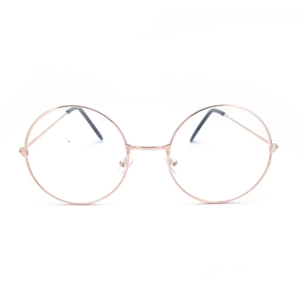 Retro Light Chic Circular Flat Mirror Glasses Circular Flat Lens Fashionable Women Large Thin Mental Frame Round Sunglasses: 01