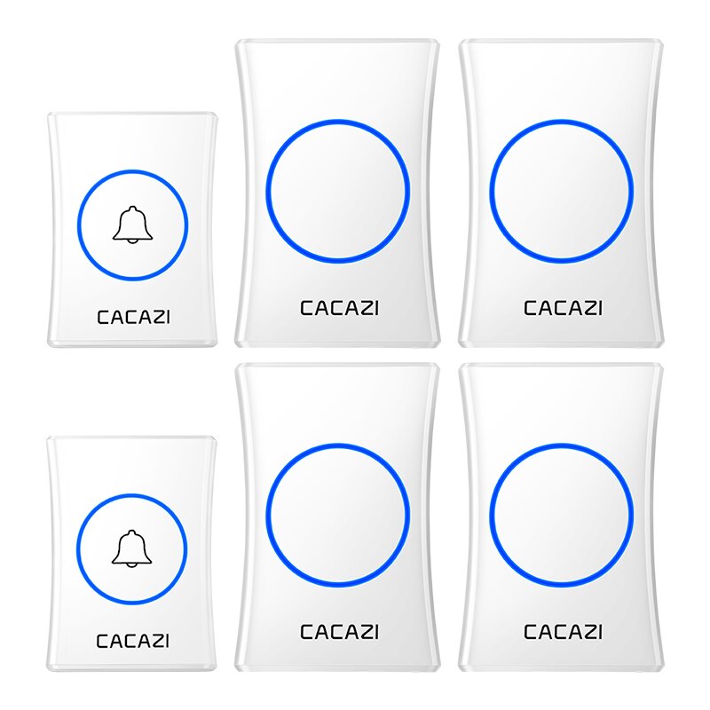 Cacazi-campainha inteligente sem fio para casa., campainha inteligente à prova d&#39;água, 300m, remoto. tomada eua, ue, ru e au. com 2 botões e 4 receptores.