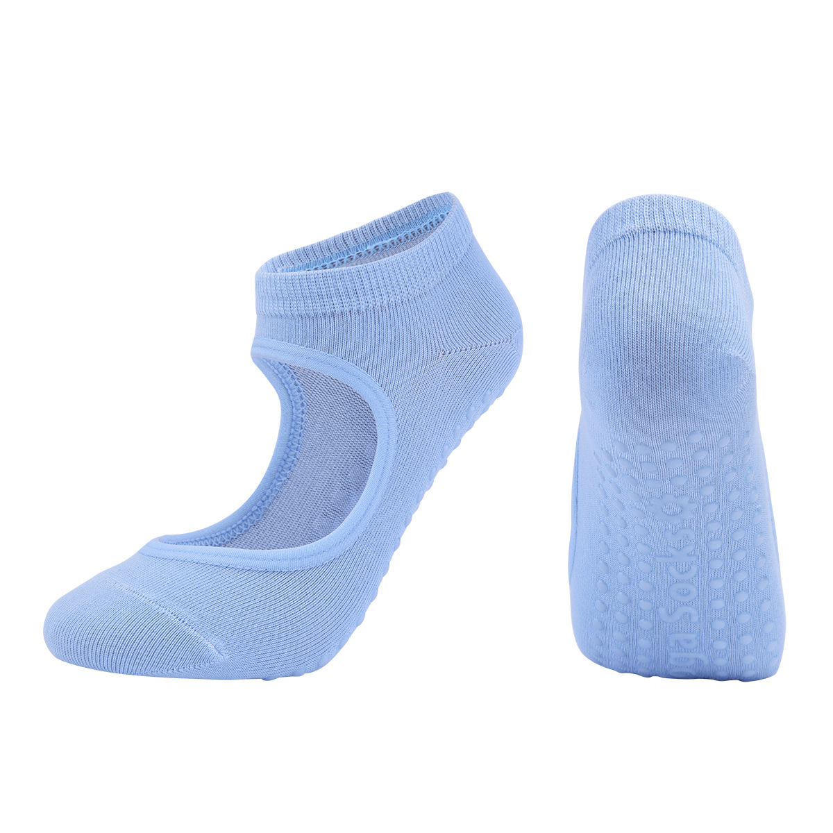 Pilates-socken für damen, rutschfest, atmungsaktiv, offen, yoga-socken, knöchelsocken, ballett- und sportsocken für damen, fitnessstudio: 35-42 größen blau