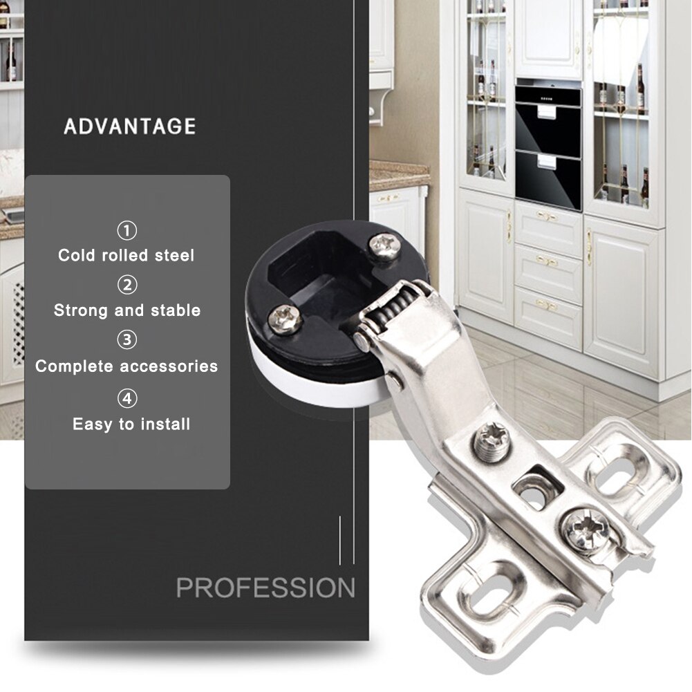 26mm Cup Screws Full Overlay Cold Rolled Steel Cupboard Hardware Fitting Practical Glass Door Hinge Home Accessories Furniture