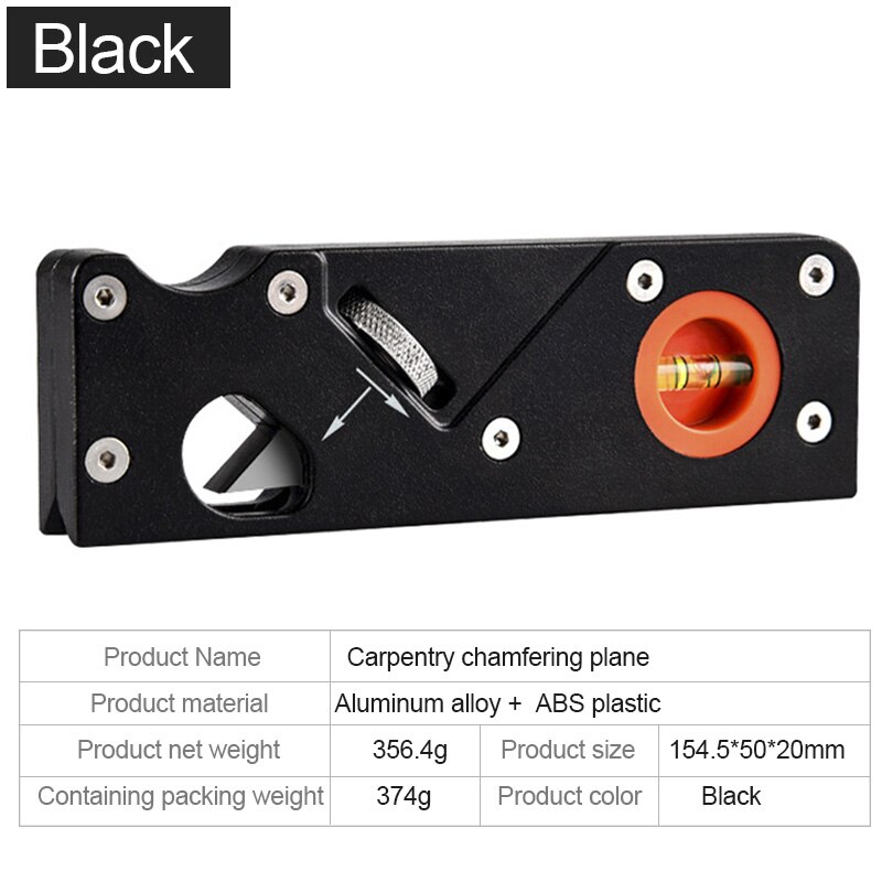 TRANVON Adjustable DIY Woodworking Manual Chamfer Planer Plane Bevel 45 Degrees Trimming Tool Planer: black