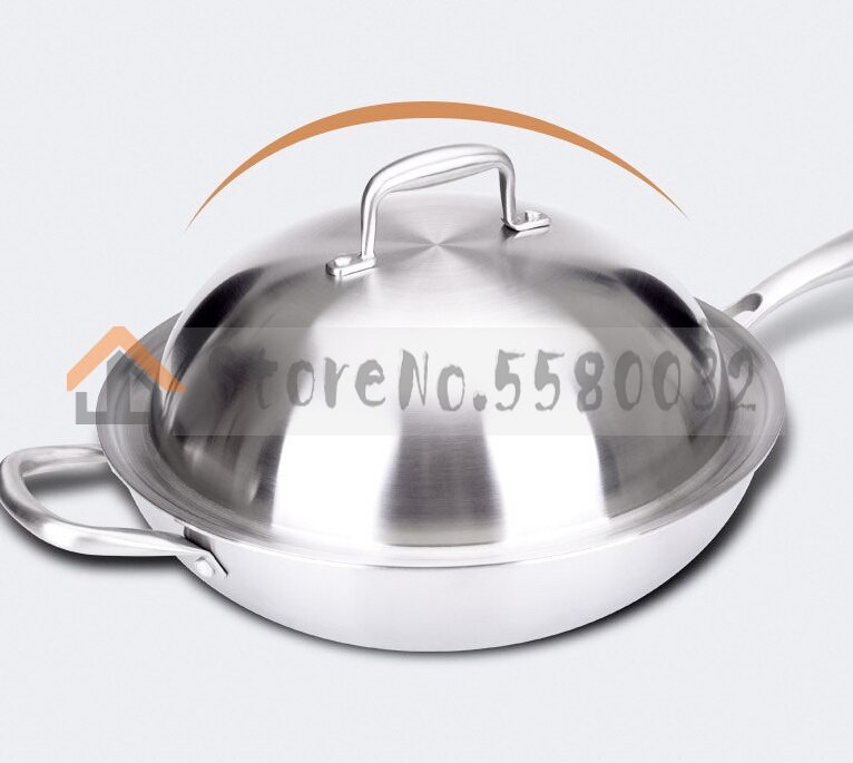 32Cm Wok Non-stick Pan 304 Rvs Minder Rook Multifunctionele Huishoudelijke Wok Inductie Kookplaat Gas voor Wok: 2