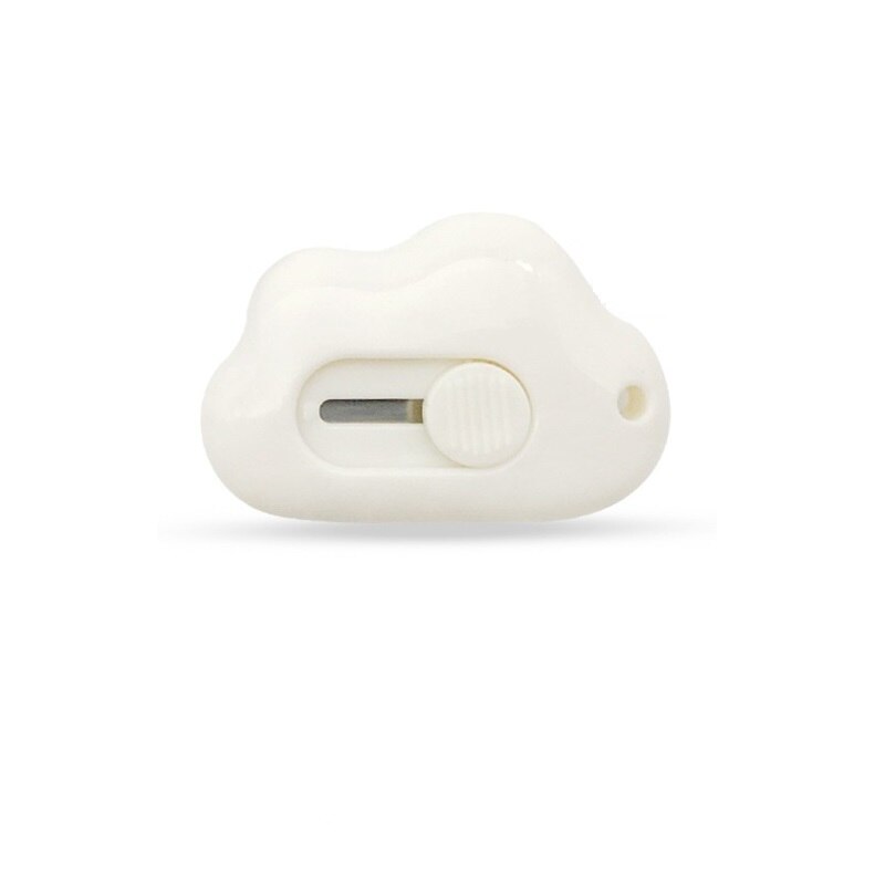 Mini Cute Cloud Utility Knife 9mm Safety Metal Blade Express Box Opener Paper Cutter Art Craft Wrapping Office School F359: White