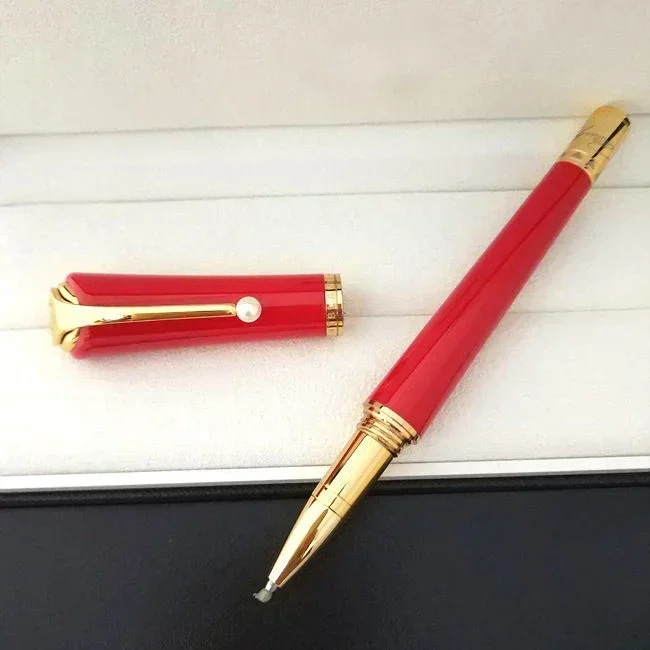 2025 bolígrafo rojo rosa negro oro perla clip Muse Marilyn Monroe rolller bolígrafos papelería coreana: Rojo / efectivo