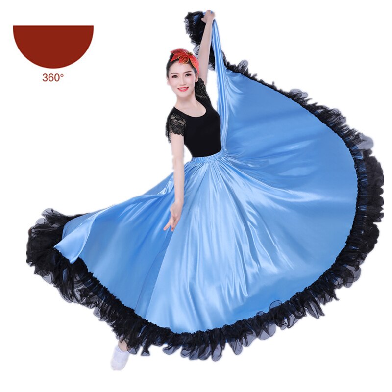 Flamenco Röcke Spanisch Kleid für Frauen tanzen Kostümich Zigeuner schwingen Felsen Chor Bühne Leistung Spanien Stierkampf Bigdance: Farbe4 360