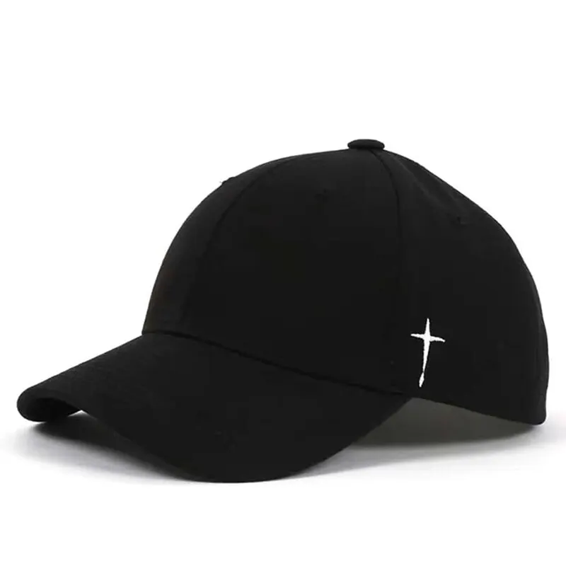 Gorras de béisbol con bordado de gota de agua cruzada Simple Unisex, sombrero informal ajustable para exteriores para primavera y otoño, sombrero protector solar: Negro