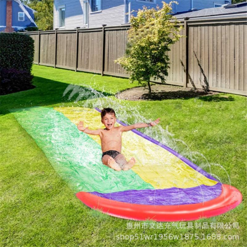 2 Kleuren Kinderen Dubbele Opblaasbare Glijbaan Outdoor Tuin Gras Ras Water Glijbaan Water Activiteit Grappig Spel Voor Baby kids