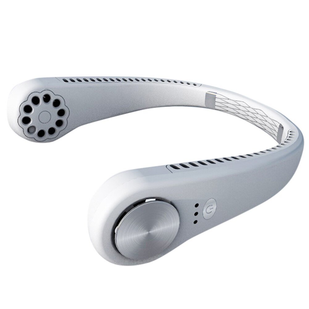Mini Neck Fan Portable Bladeless Fan Rechargeable Leafless Hanging Fans Air Cooler Cooling Wearable Neckband Fans Summer outdoor: White