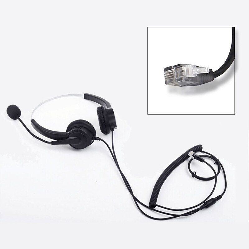 4-Pin RJ9 Handsfree Call Center Noise Cancelling Snoer Binaural Headset Hoofdtelefoon Met Mic Voor Desk Telefoon