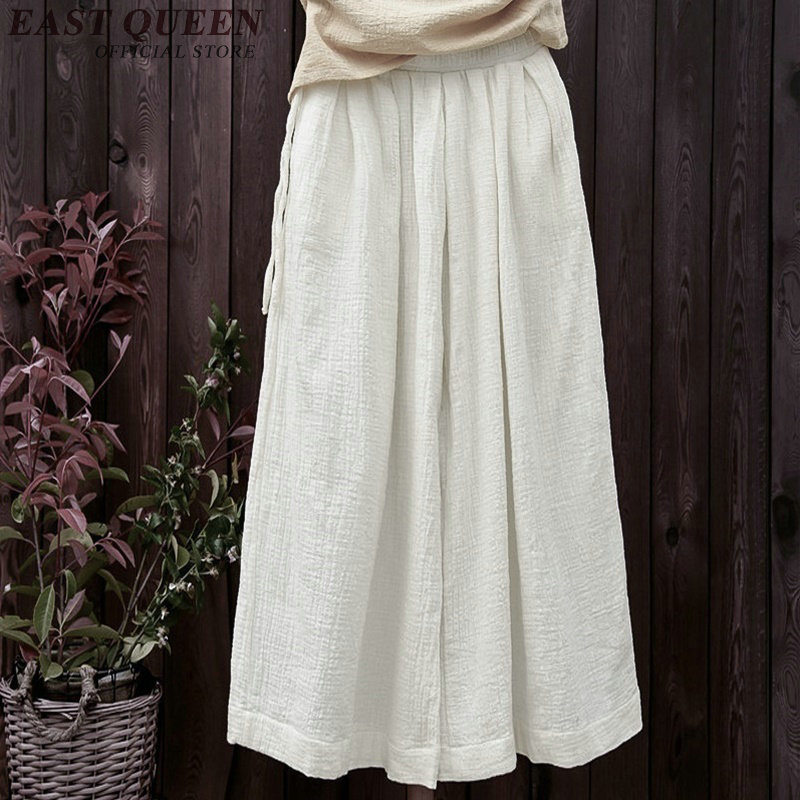 Kinesisk stil off white bukser baggy bukser kvinder lodrette striber afslappet løse oversize brede ben bukser  aa2845 yq: 1
