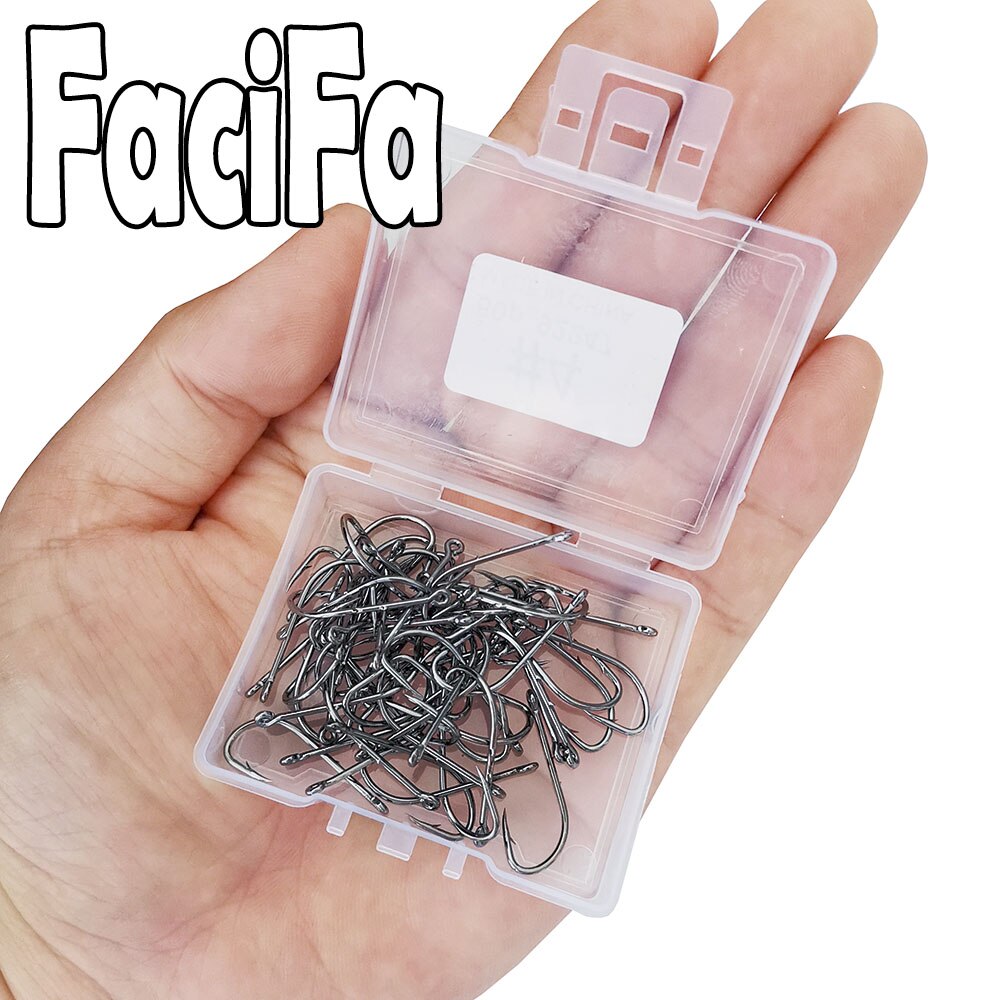 50 teile/schachtel Lange Schaft Angeln Haken Baitholder Angelhaken Karpfen Angeln Haken Jig Stacheldraht hoch Kohlenstoff stahl versetzt Schmale Köder Haken