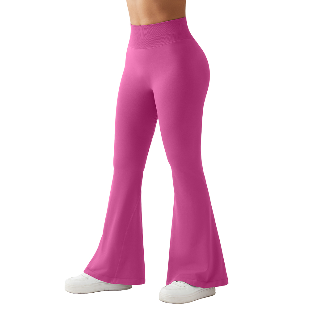aufflackern Gamaschen Frauen Yoga Hosen Yoga Hosen Breite Bein Hohe Taille Fitnessstudio Fitness Hosen lässig Streetwear Sport Ausgestelltes Hosen Damen: M / Beige