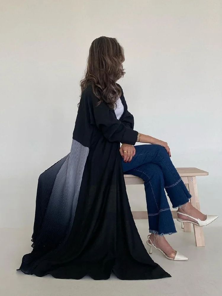 Ramadan Open Chiffon Kimono Abaya Damen Dubai Kaftan Moslim Jas Gebed Kleding Vrouwen Djellaba Kebaya Gewaad Femme Musulmane