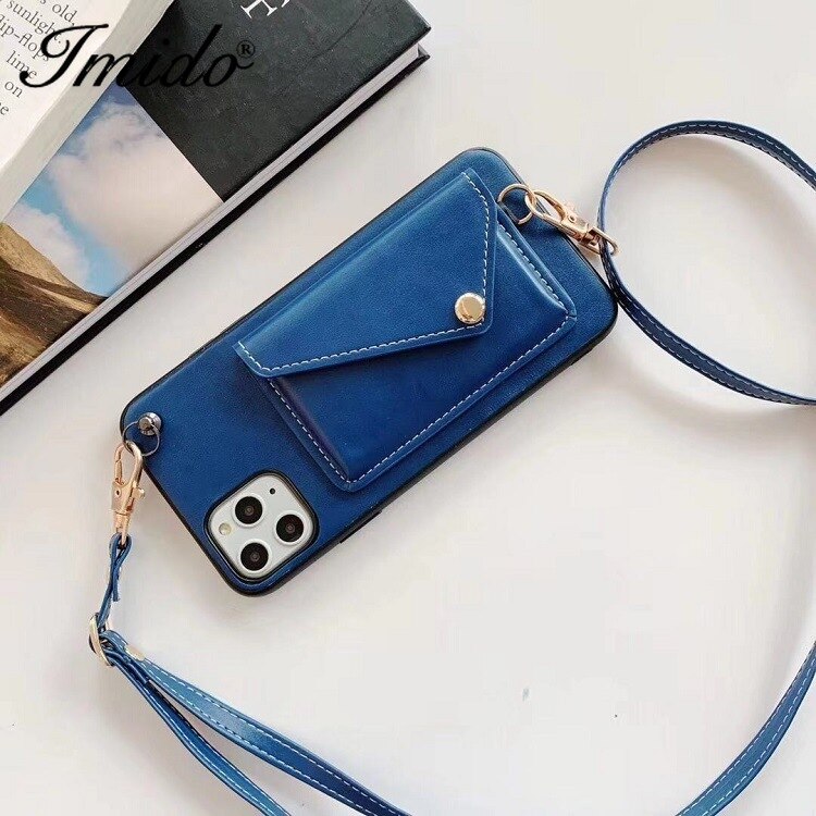 Portefeuille-style étui de téléphone portable sac IPhone11pro carte cuir messager corde adapté pour IPhone X XR XS Max coque de téléphone sac à main