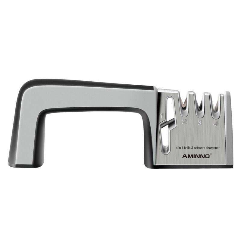 AMINNO Professionelle Küchenmesserschärfer Grob / Fein Bühnenschärfen Wolfram Stahl Diamant Keramik Messerschärfer 3 StufenProfessionelle Küchenmesserschärfer Grob / Fein Bühnenschärfen Wolfram Stahl Diamant Keramik Me: C Black