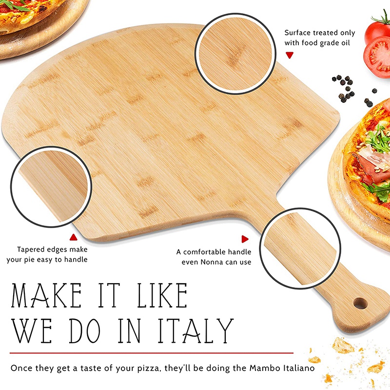 Pizza Schil, paddle-Spatel Grade Bamboe-12 Inches Handvat-Lichtgewicht Te Gebruiken Voor Professionele Zelfgemaakte Pizza