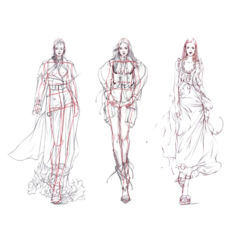 3pcs Ruler Ruler Line Drawing Human Dynamic Template for Cloth Rendering