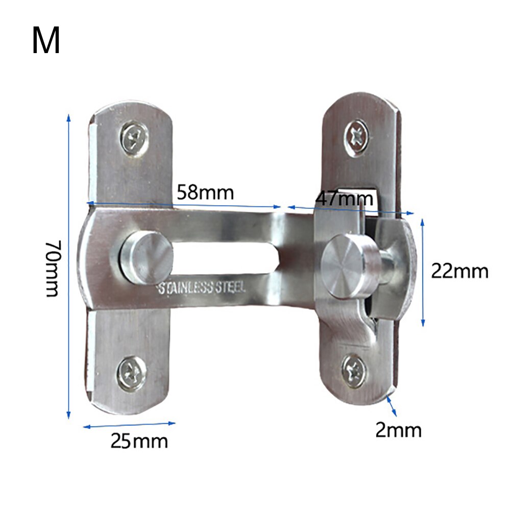 Stainless Steel 90 Degree Hasp Latches Sliding Door Chain Lock Security Tool