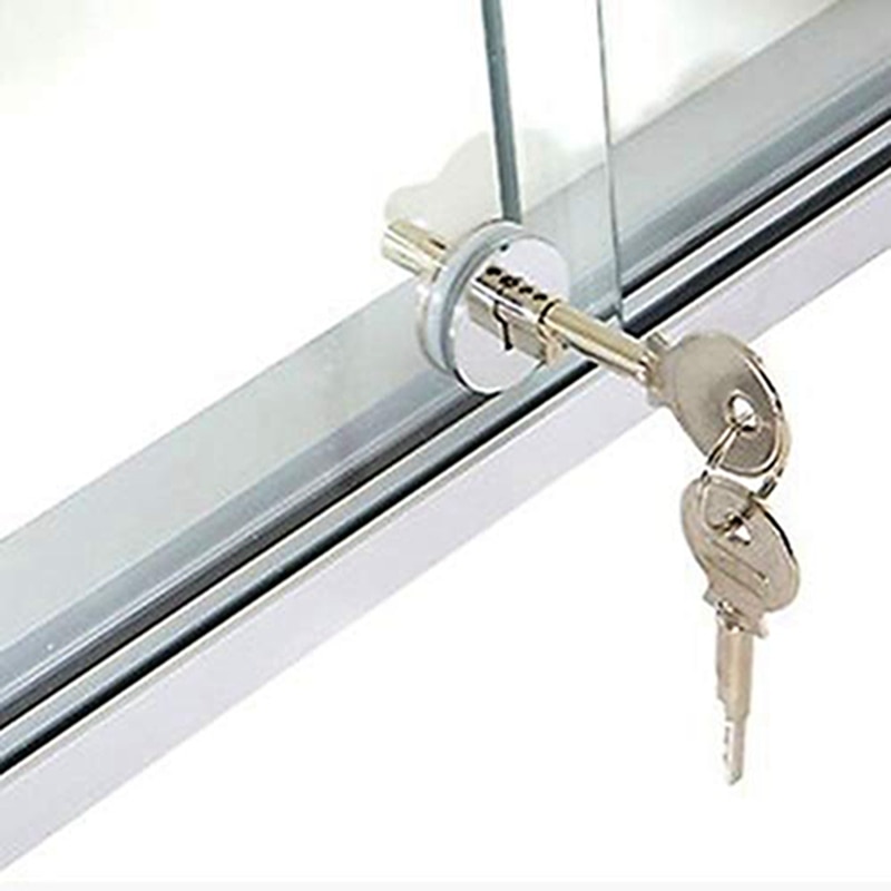 Single Glass Lock Zinc Alloy Showcase Cabinet Door Cylinder Sliding Glass Push Door Locks For Furniture Hardware