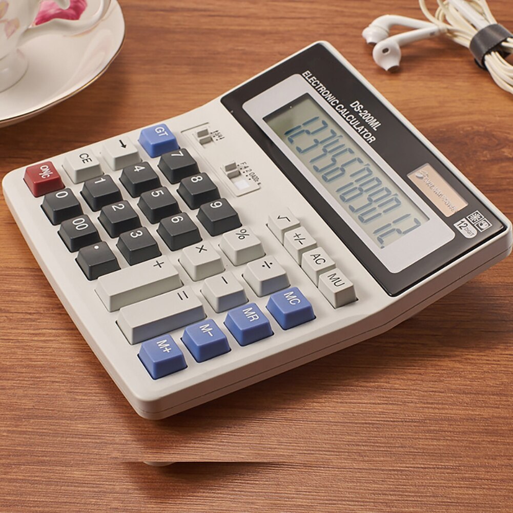 Portable Electronic Calculator 12 Digit Large Screen Solar Power Calculator Office School Calculator Students Calculating Tool